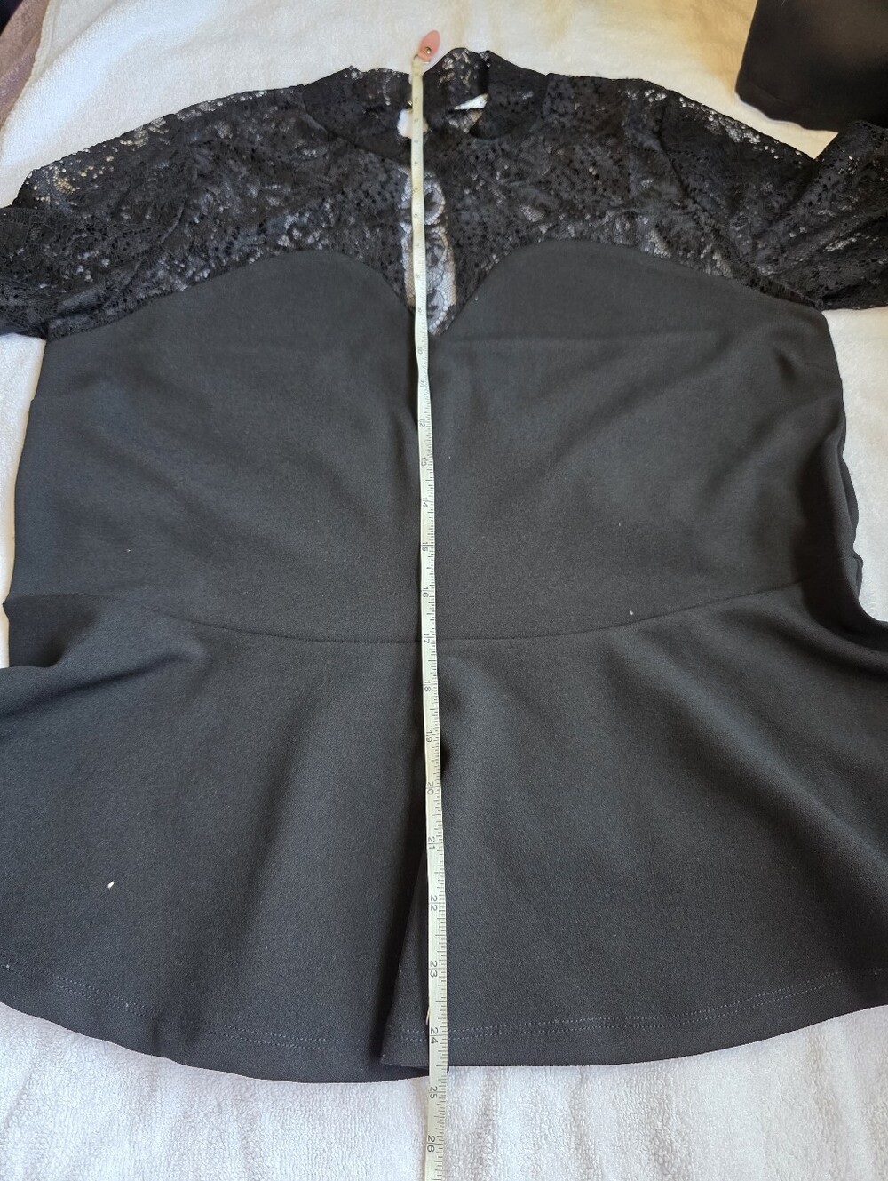 Revamped Black Lace Peplum Top Mock Neck Sweetheart Blouse Est. XL - Picture 9 of 11